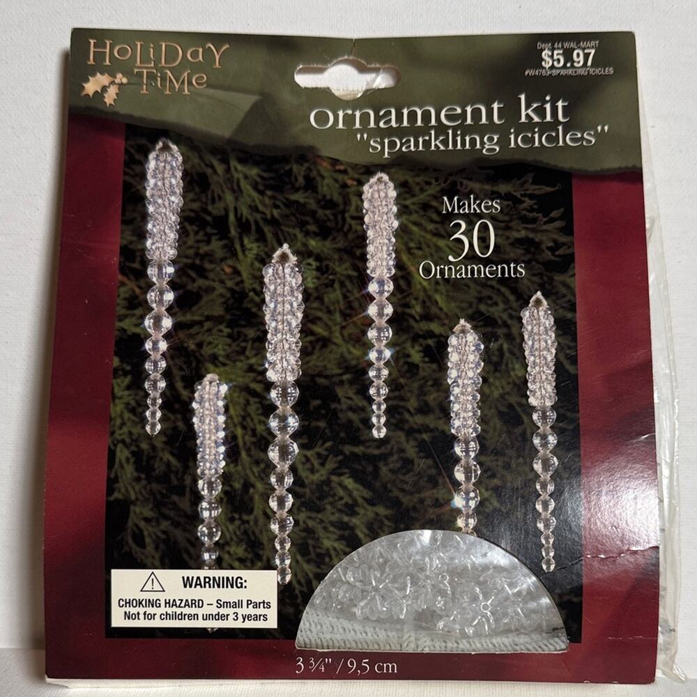 Holiday Time Sparkling Icicles Ornament Kit - Clear